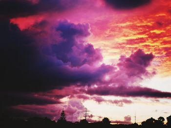 Low angle view of storm clouds over dramatic sky