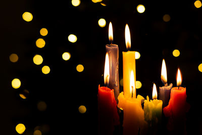 Close-up of illuminated candles