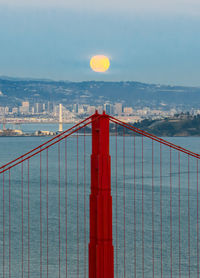 Moonrise at golden gate bridge, california