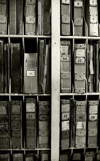 Full frame shot of books in shelf