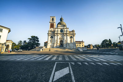 Central view on a historical church santuario della madonna di monte berico in vicenza, italy.