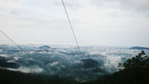 Scenic view of mountains against cloudy sky