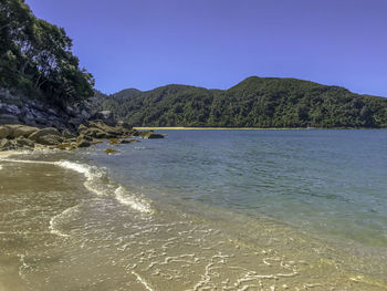 Scenic view of sea against clear sky