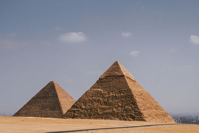 Low angle view of kheops pyramid against sky