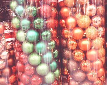 Close-up of multi colored lanterns