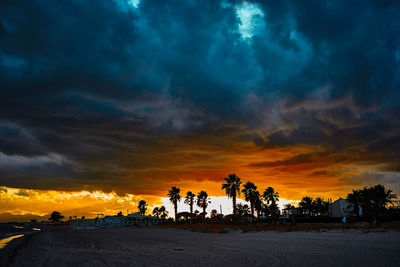 Scenic view of dramatic sky during sunset