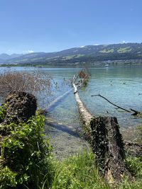 Scenic view of lake against sky