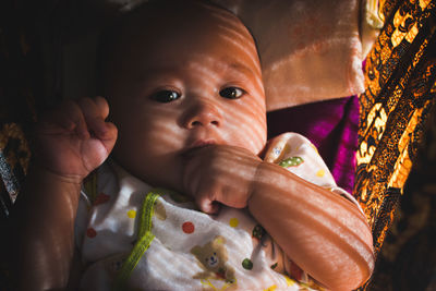 Close-up portrait of cute baby boy