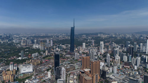 High angle view of cityscape against sky