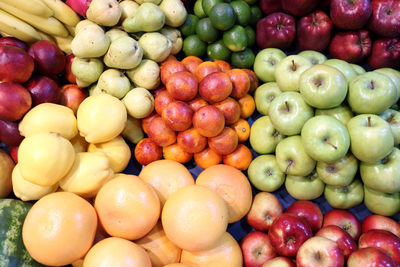 Full frame shot of apples at market stall