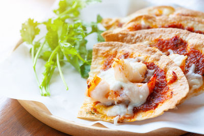 Close-up of breakfast served on table