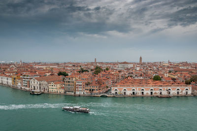 Venice aerial view from giudecca channel, venice, italy