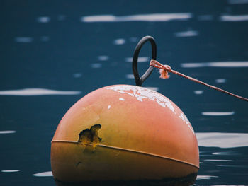 Close-up of floating ball in water