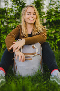 Portrait of young woman smiling