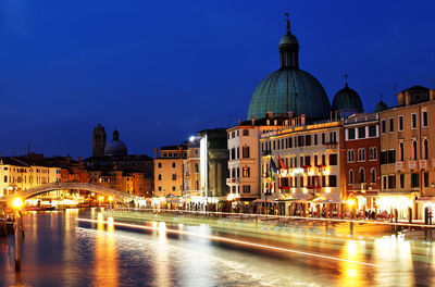 Illuminated building at night