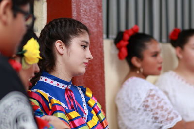 Side view of a girl looking away