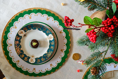 Directly above shot of cake on table