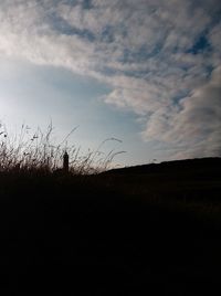 Scenic view of silhouette field against sky
