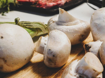 Preparing mushrooms for a dinner.