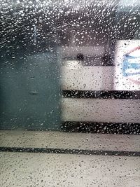 Close-up of water drops on glass