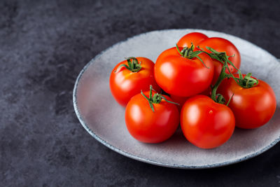 High angle view of tomatoes on table
