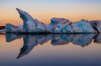 Close-up of icebergs on frozen lake at jokulsarlon glacial lagoon