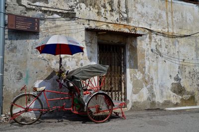 Bicycle against building