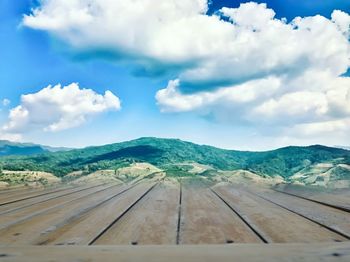 Scenic view of land against sky