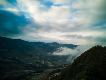 Scenic view of mountains against sky