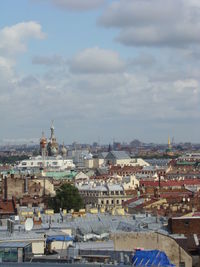 High angle view of buildings in city
