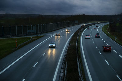 High angle view of car on road