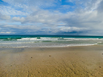 Scenic view of beach against sky