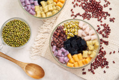 High angle view of fruits in bowl