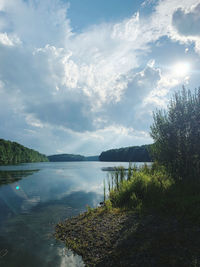 Scenic view of lake against sky