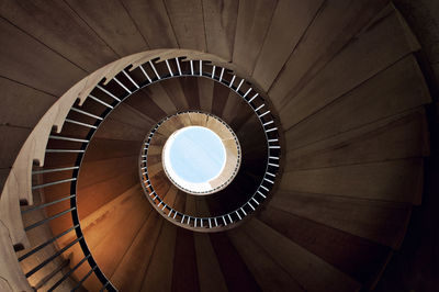 High angle view of spiral stairs