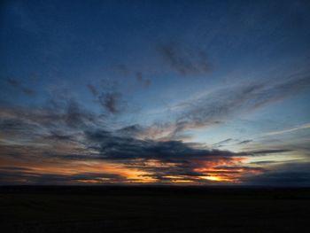 Scenic view of silhouette landscape against sky during sunset