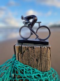 Close-up of padlock on metal