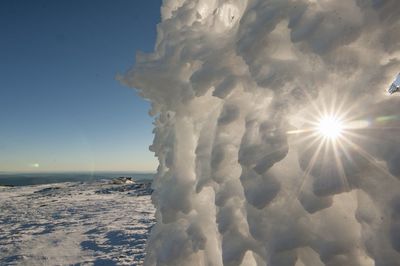 Scenic view of sea against sky on sunny day