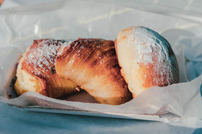 High angle view of bread on plate