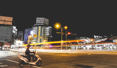 View of city street at night