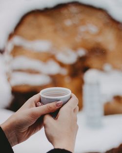 Close-up of hand holding ice cream