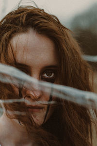 Close-up portrait of woman with halloween make-up