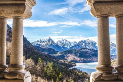 Scenic view of snow covered mountain against sky