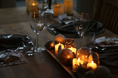 Tea light candles on table