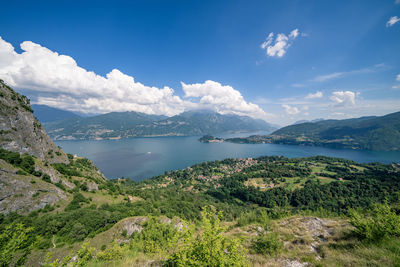 Panoramic view at lake como / lago di como in italy.