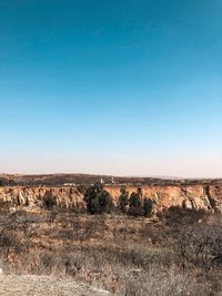 Scenic view of landscape against clear sky