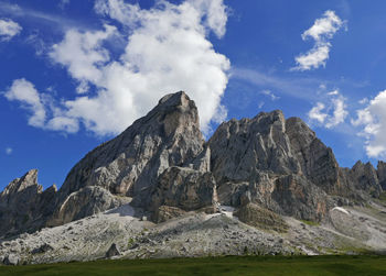 Low angle view of rock formations against sky