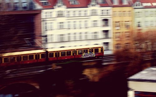 Railroad tracks in city