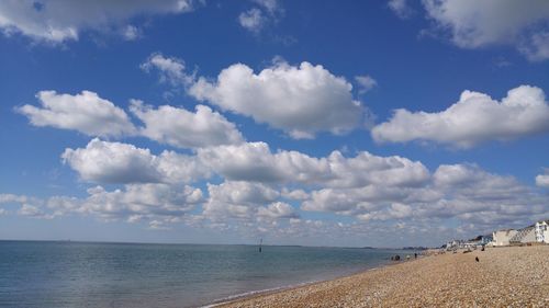 Scenic view of sea against cloudy sky