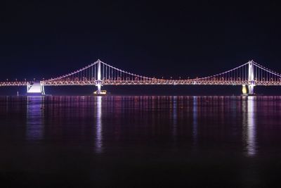 View of suspension bridge at night